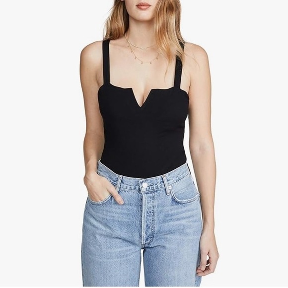 Free People Intimately Women’s Black Pippa V-Wire Bodysuit Size M One Piece - Picture 1 of 9